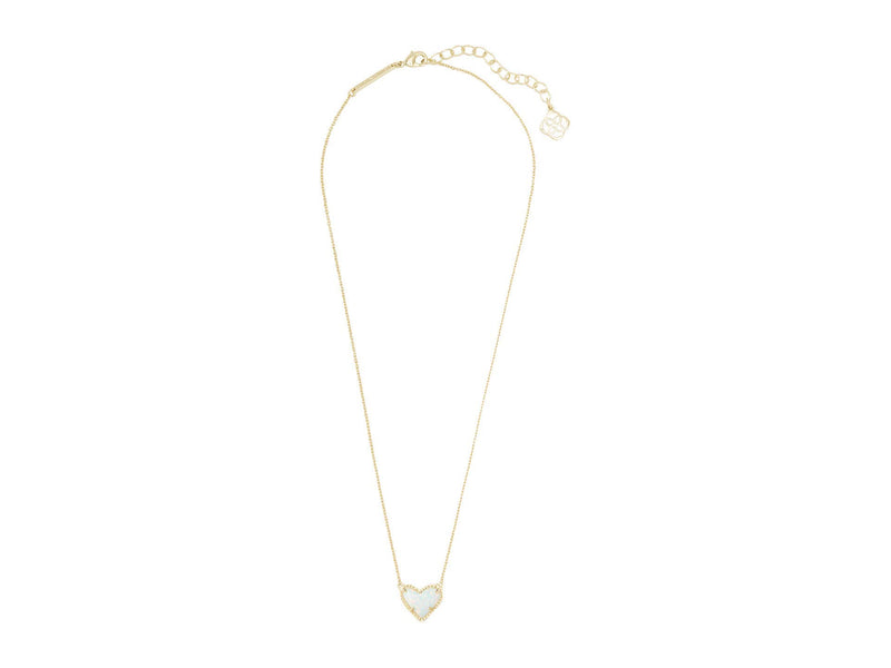 KENDRA SCOTT ARI HEART ADJUSTABLE LENGTH PENDANT NECKLACE - GOLD WHITE OPAL - Brand New