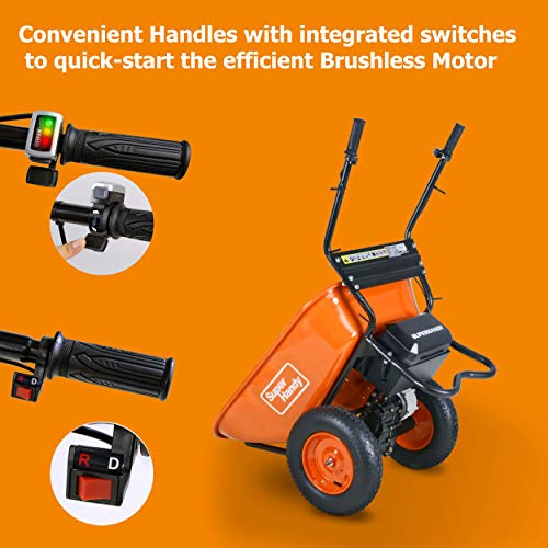 SuperHandy Electric Wheelbarrow 48V 2Ah Li-Ion Battery 330 lbs GUO057 - ORANGE - Like New