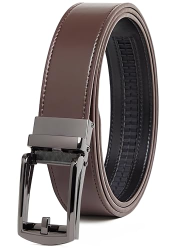 CARLO FELLINI GENUINE LEATHER RATCHET BELT – BROWN BELT/BLACK BUCKLE 28-52 - Like New