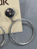 THE SAK BLACK MOP EARRINGS - SILVER/BLACK - Brand New