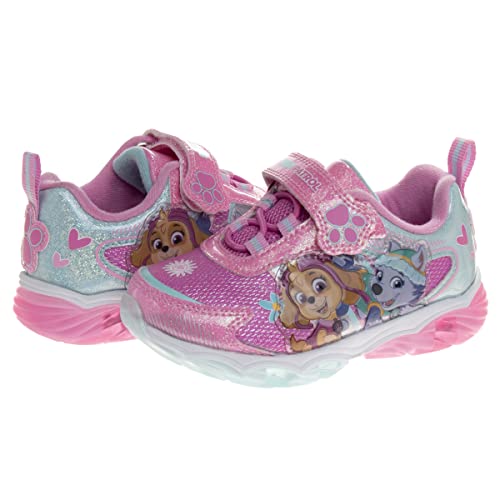 NICKELODEON GIRL'S PAW PATROL LIGHT UP LACELESS SHOES TODDLER 7 PINK/BLUE - Like New