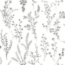 York Wallcoverings FH4026 Wildflower Sprigs Wallpaper Black/White - Brand New