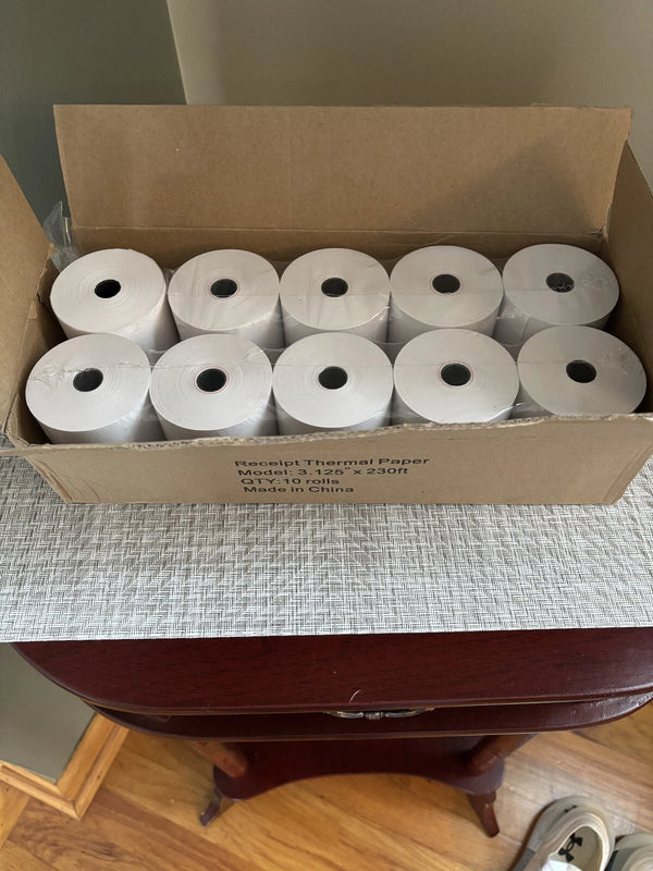 THERMAL PAPER 10 ROLLS 3.125" X 230 FEET CASH REGISTER PAPER - WHITE - Brand New