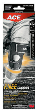 ACE BRAND KNEE SUPPORT WITH SIDE STABILIZERS ADJUSTABLE BLACK/GRAY 1 SUPPORT - Like New