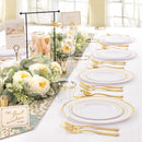 WELLIFE 350 Pieces Gold Plastic Plates - Disposable Silverware and Cups - Gold - Brand New