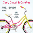 Kulana Lakona Youth and Adult Beach Cruiser Bike, 20-Inch Wheel - Pink/Yellow - Like New
