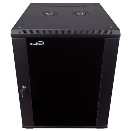 NavePoint 15U Server Cabinet Wall Mount Rack Enclosure Caster Wheels 2 Fans - Like New