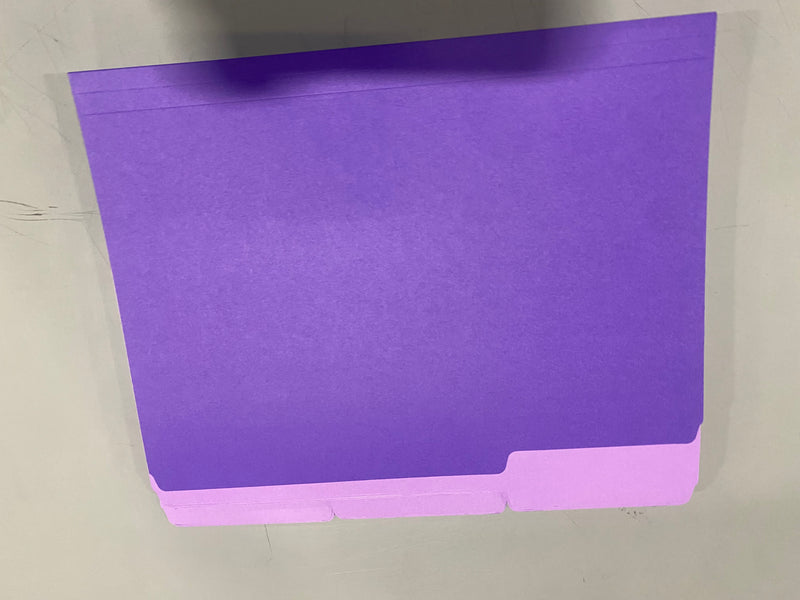 OFFICE DEPOT 2-TONE FILE FOLDERS, 1/3 CUT, LETTER SIZE, PACK OF 24 - PURPLE - Like New