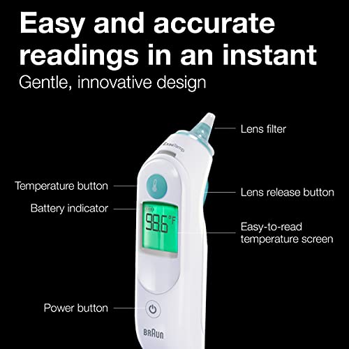 BRAUN THERMOSCAN 6 EAR THERMOMETER WITH COLOR-CODED DIGITAL DISPLAY - WHITE - Like New