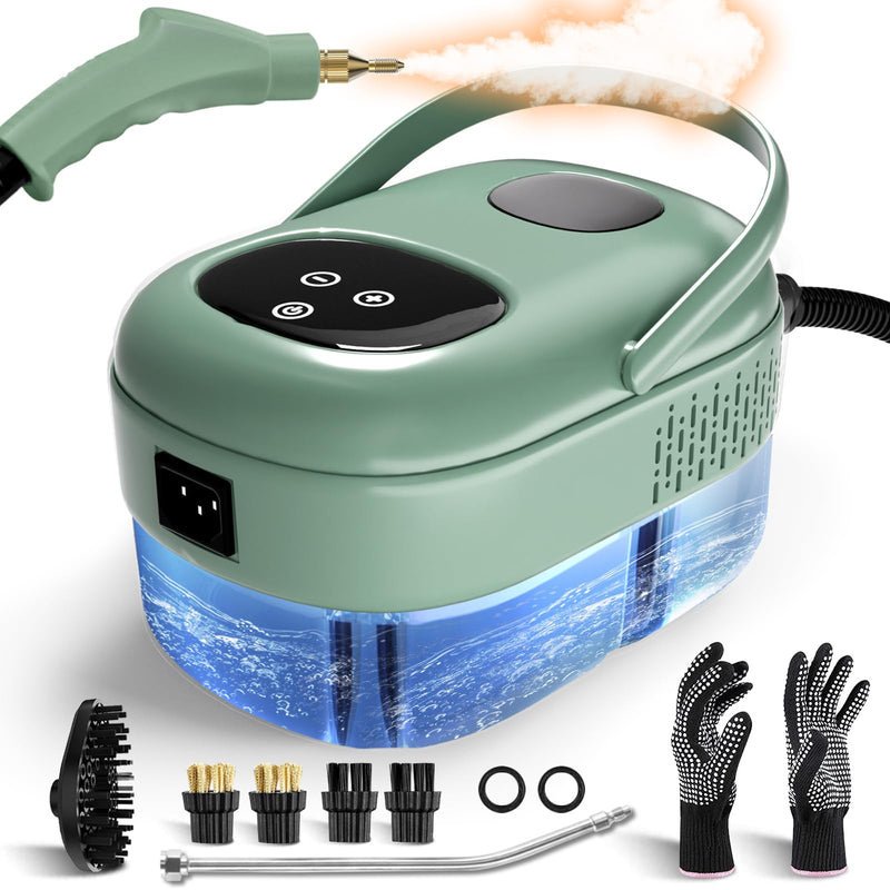 TWOOASES STEAM CLEANER HANDHELD 2500W HIGH PRESSURE STEAMER - GREEN - Like New