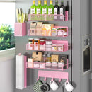 DTUQYX MAGNETIC SPICE RACK REFRIGERATOR 7 PAC 100% METAL MAGNET SHELVES PINK - Like New