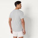 ESSENTIALS MEN'S SLIM FIT BREATHABLE COTTON CREW NECK M - M.GRAY/WHITE - Like New
