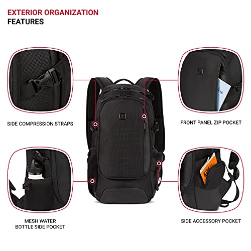 SWISSGEAR BACKPACK NARROW DAYPACK, 18-INCH - BLACK BALLISTIC - Like New