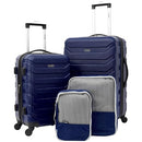 WRANGLER 4 PIECE MIAMI LUGGAGE AND PACKING CUBES SET (27"22"15.5"12") - BLUE - Like New