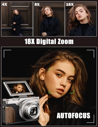 NBD 4K Digital Cameras Autofocus,48MP Vlogging Cameras YouTube Antishake Silver - Like New