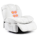 DYHOME RECLINER CHAIR WIDE ROCKER CHAIR MASSAGE HEAT 270°SWIVEL - WHITE - Like New