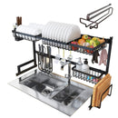 AURAMOR OVER SINK DISH DRYING RACK, 7 INTERCHANGEABLE RACKS AND CADDIES - BLACK - Like New