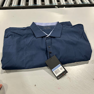 GALAXY BY HARVIC MEN'S SHORT SLEEVE DRESS SHIRT - SIZE: MEN 2XL - NAVY - Brand New