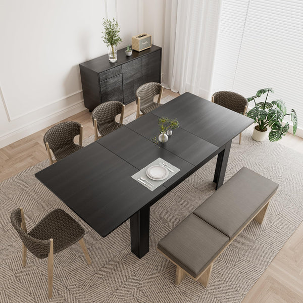 PATIOPERK EXTENDABLE DINING ROOM TABLE PLANK AND BEAM FARMHOUSE - Scratch & Dent