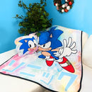 JUST FUNKY Sonic The Hedgehog Tie-Dye 45 x 60 Inch Fleece Throw Blanket & Pillow - Brand New