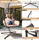 ZZW 1 PERSON EGG CHAIR STAND OUTDOOR WICKER HANGING BEIGE CUSHION - BROWN/BEIGE - Like New