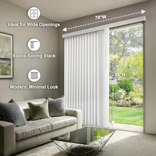 CHICOLOGY VERTICAL BLINDS DOOR BLINDS BLINDS SHADES BLACKOUT VBOW7884 - WHITE - Like New