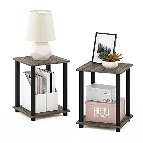 FURINNO SIMPLISTIC SIDE TABLE SET 2 2-TIER END TABLE NIGHTSTAND FR:OAK/BLACK - Brand New