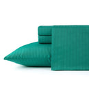 BIBB HOME 1500 SERIES DAMASK STRIPE 4 PIECE SHEET SET, KING SIZE - LIGHT TEAL - Like New