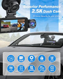 BAEASU DASH CAM FRONT AND REAR, 2.5K+1440P, 32GB, 3 CHANNEL, J07 - BLUE - Like New