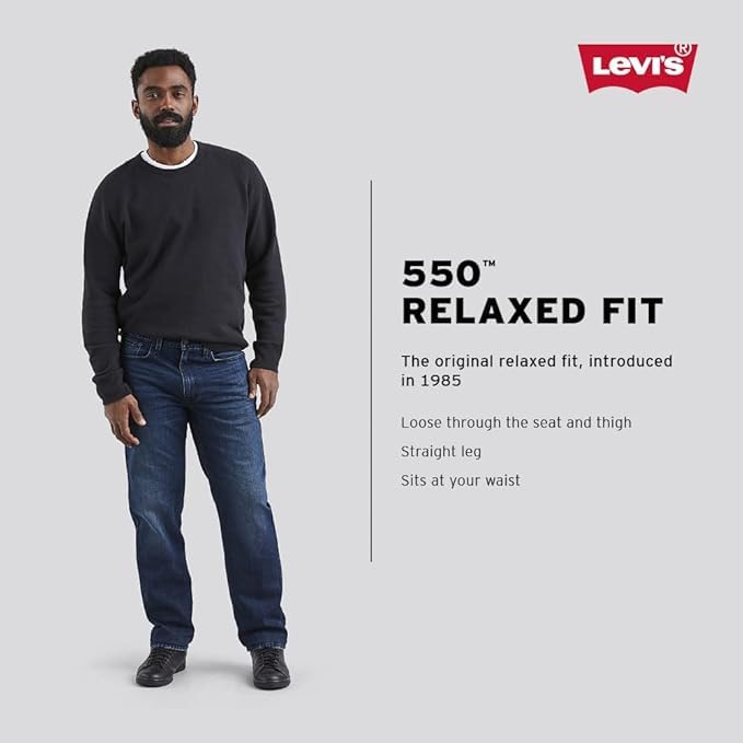 00550-4886 LEVI’S MEN'S 550 RELAXED FIT JEANS DARK STONEWASH 29W X 30L - NEW - Brand New