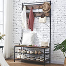 HOMBAZAAR COAT RACK 3 IN 1 HALL TREE, BROWN EZ301HT-3BN - Like New