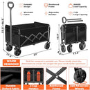 FFQ WAGONS CARTS FOLDABLE COLLAPSIBLE WAGON LIGHTWEIGHT PORTABLE 360 LBS - BLACK - Like New