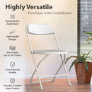 4 PACK Foldable Plastic Chair Steel Frame Seats B0D7265NMJ - White - Brand New