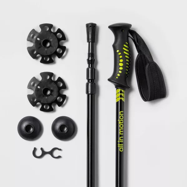 ALL IN MOTION 2PK ADJUSTABLE TREKKING POLES: ALUMINUM, RUBBER HANDLES - BLACK - Like New