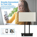 LAKUMU BEDSIDE TOUCH CONTROL 3 WAY DIMMABLE TABLE LAMP CREAM FABRIC SHADE - Like New