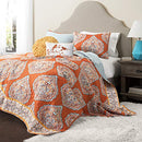 Lush Decor Harley Reversible Quilt Queen Size 5 Piece Set Full/Queen - Orange - Brand New