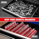 WORKPRO SOCKET ORGANIZER SET 4PC IMPACT SOCKET HOLDER 1/4" 3/8" 1/2" DRIVE - RED - Like New