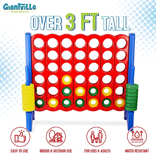 GIANTVILLE GIANT 4 IN A ROW CONNECT GAME 4 FEET WIDE BY 3.5 FEET TALL - Blue/Red - Like New