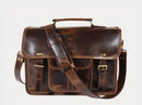 AARON LEATHER GOODS ANCONA LEATHER OFFICE BAG 15" - DARK BROWN - Brand New