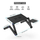 Lap Stand Adjustable Sofa Desk Vented Fans/Mouse Pad Stand Up/Sitting - Black - Brand New