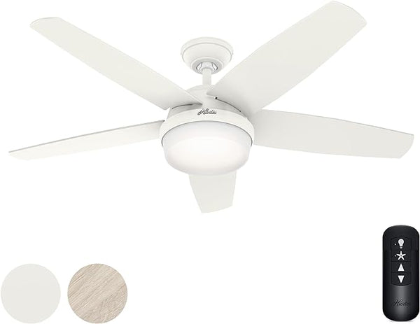 Hunter Fan CC52591-A 52" Indoor Ceiling Fan Light Kit Remote - Matte White - Like New