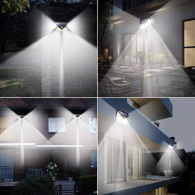 QUNLER OUTDOOR SOLAR LIGHTS 3 MODES WIRELESS IP65 WATERPROOF 2 PACKS - BLACK - Like New