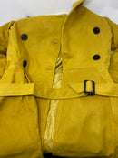 FOREMODE WOMEN SWING DOUBLE BREASTED WOOL PEA COAT,BELT BUCKLE, SIZE XL - YELLOW - Like New