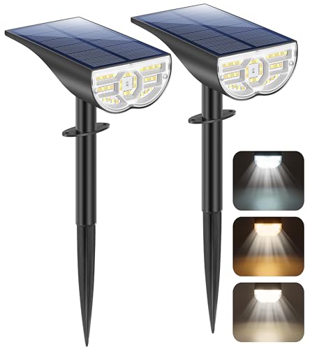 TOBUSA SOLAR SPOT LIGHTS OUTDOOR 5 MODES 44LEDS BRIGHT LANDSCAPE 2 PACK BLACK - Like New