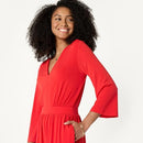 AMAZON ESSENTIALS WOMEN'S WIDE-LEG JUMPSUIT SIZE L BRIGHT POPPY RED - Brand New