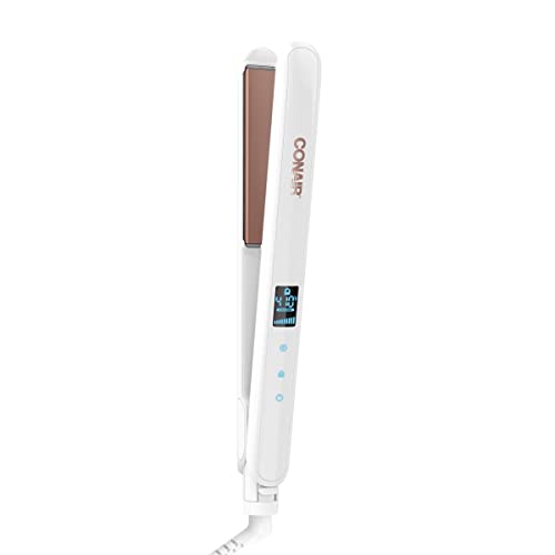 CONAIR DOUBLE CERAMIC FLAT IRON, 1-INCH DIGITAL FLAT IRON CS224 - WHITE - Like New