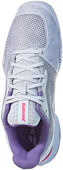 BABOLAT JET TERE ALL COURT WOMEN'S TENNIS SHOES WHITE/LAVANDER SIZE 6 - Like New