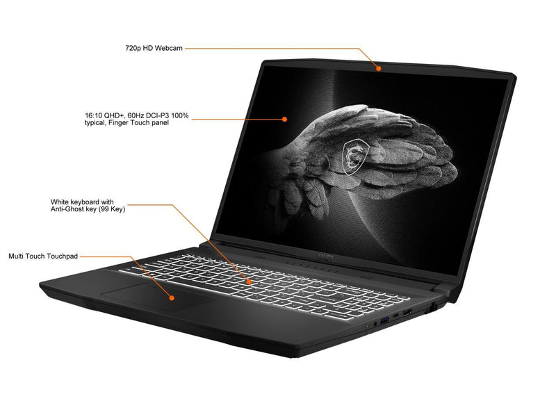 MSI Creator M16 Professional Laptop: 16" QHD+ 60Hz 100% DCI-P3 Display