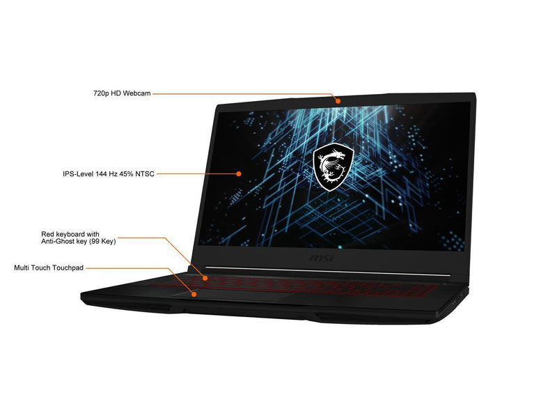 MSI GF63 15.6" 144Hz Gaming Laptop Intel Core i5-11400H RTX3050TI 16GB