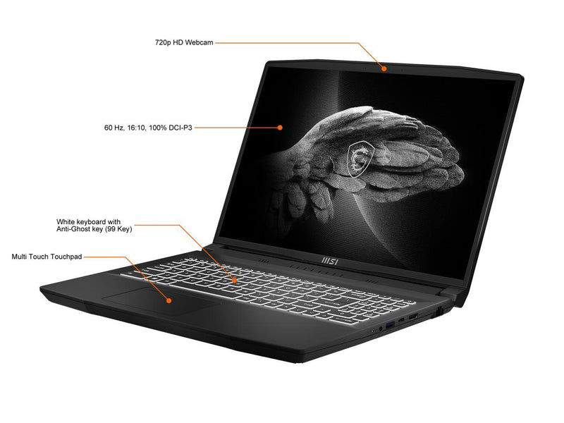 MSI Laptop Creator M16 Intel Core i7 12th Gen 12700H (2.30GHz) 16GB Memory 512